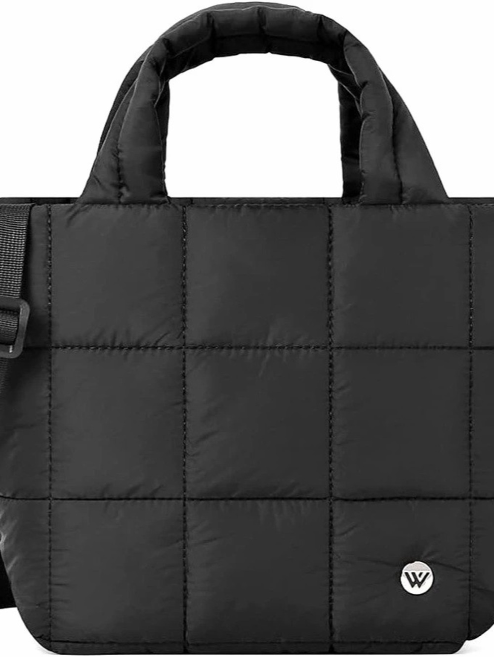Westbronco Quilted Puffer Crossbody Tote Bag in Black